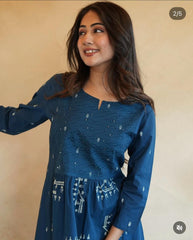Blue Anarkali Set With Mulmul Dupatta
