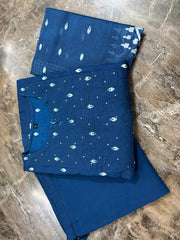 Blue Anarkali Set With Mulmul Dupatta