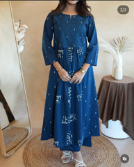 Blue Anarkali Set With Mulmul Dupatta