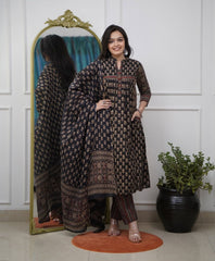 Black Elegance Kurta Pant Set With Dupatta