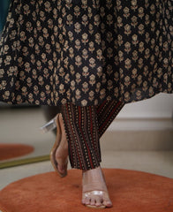 Black Elegance Kurta Pant Set With Dupatta