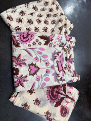 Beige Floral Kurta Pant and Dupatta Set