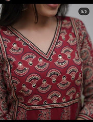 Red Buta Cotton Kurta and Pant Set With Dupatta