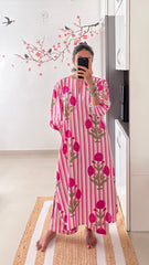 Pink Poppy Cotton Kurta Pant Set
