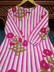 Pink Poppy Cotton Kurta Pant Set