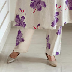Purple Floral Sleeveless Kurta Set