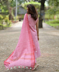 Classy handloom Kurta and Pant Set with Linen Dupatta
