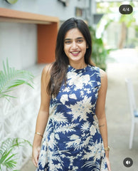 Blue Floral Cotton Co-Ord Set with Pocket