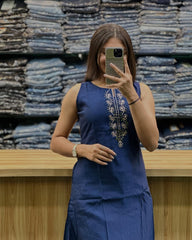 Blue Cotton Co-Ord Set with Pocket