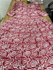 Red Flair Floral Cotton Dress
