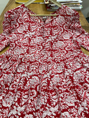 Red Flair Floral Cotton Dress