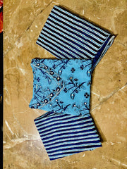 Blue Cotton Sequence Work Kurta Pant With Dupatta Set