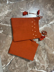 Rust Cotton Slub Sleeveless Kurta And Pant Set