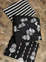 Soft Grace Black Cotton Kurta Pant and Dupatta Set