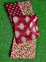 Soft Grace Red Cotton Kurta Pant and Dupatta Set