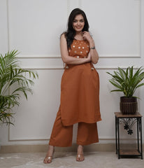 Rust Cotton Co-Ord Set with Pocket