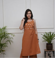 Rust Cotton Co-Ord Set with Pocket