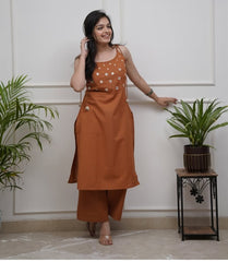 Rust Cotton Co-Ord Set with Pocket