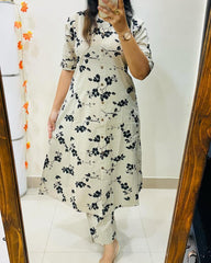 White Dabu Cotton Hand Black Printed Co-ord Set