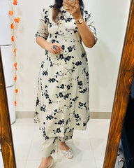 White Dabu Cotton Hand Black Printed Co-ord Set