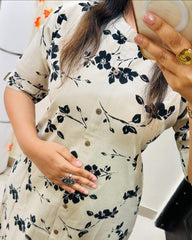 White Dabu Cotton Hand Black Printed Co-ord Set