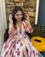 Pink Anarkali kurta Set With New Style