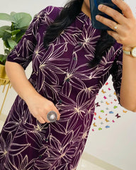 Women Cotton Sleeves Mandarin Collar Button Down Floral Printed Aline Co-ord Set