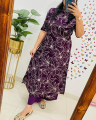 Women Cotton Sleeves Mandarin Collar Button Down Floral Printed Aline Co-ord Set