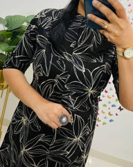 Women Cotton Sleeves Mandarin Collar Button Down Floral Printed Aline Co-ord Set