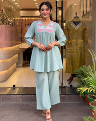 Women's Cotton Co-ord set Grey