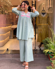 Women's Cotton Co-ord set Grey