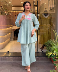 Women's Cotton Co-ord set Grey