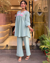 Women's Cotton Co-ord set Grey