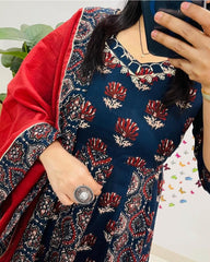 Women,s Viscose Kurta and Pant with Dupatta