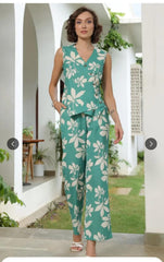 Beautiful Print Detailing Women Cotton Co-ord Set