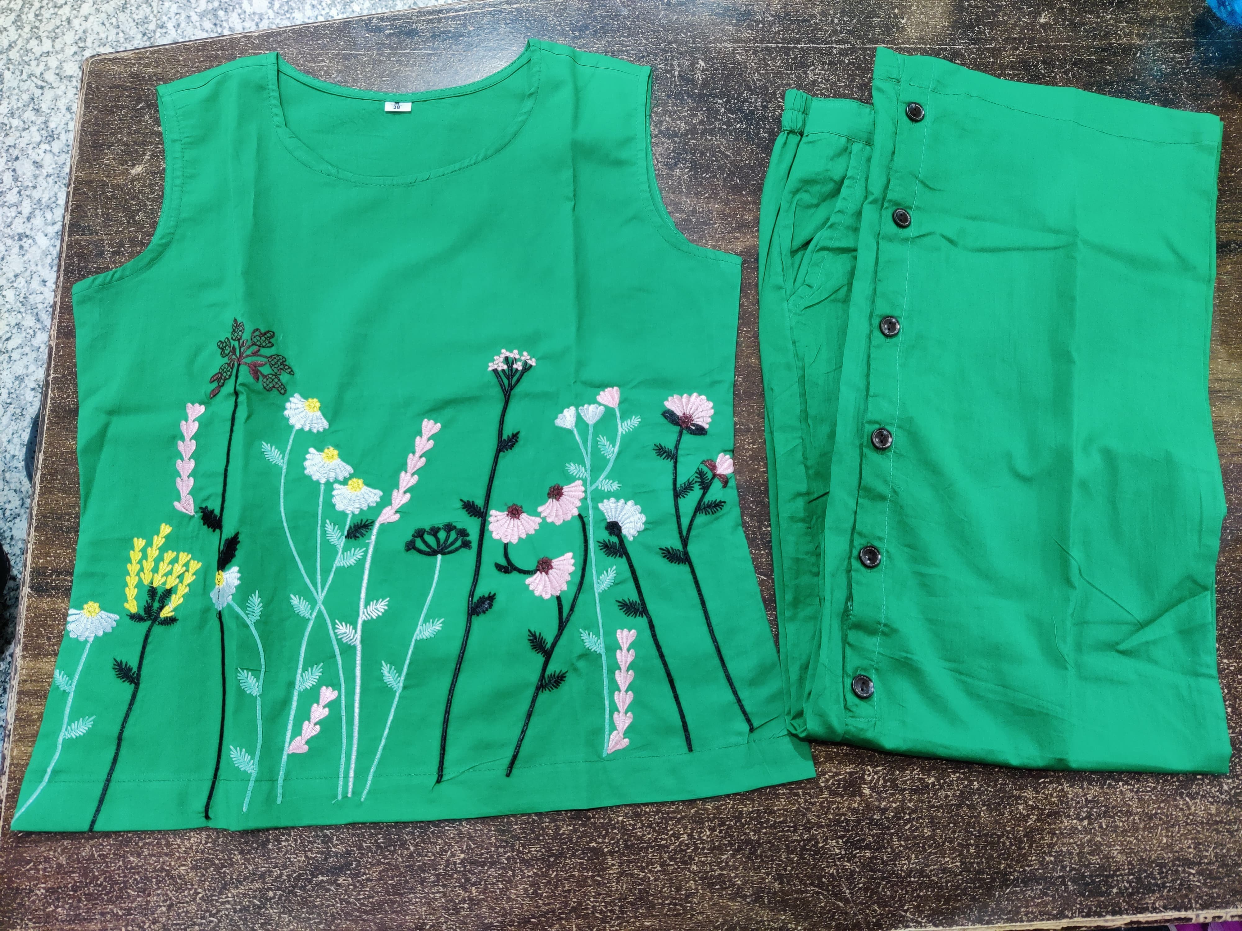 Color- Green, Wearine, Sleeveless, Co-ord set