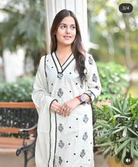 Pure Cotton Cream Color Dupatta Set