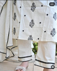 Pure Cotton Cream Color Dupatta Set