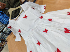 Stylish Comfy Red Butterfly Midi Dress