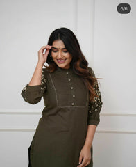 Green color, kurta pant set, wearline