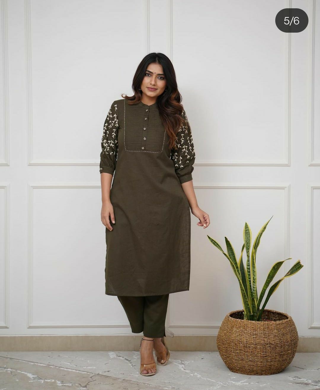 Green color, kurta pant set, wearline