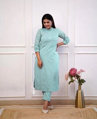 Premium Pure Rayon Sky Blue Kurta Set