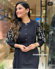 Premium Pure Rayon Black Kurta Set