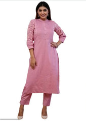 Premium Pure Rayon Pink Kurta Set