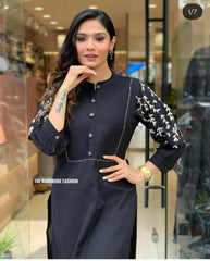 Premium Pure Rayon Black Kurta Set