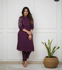 Premium Pure Rayon Wine Kurta Set