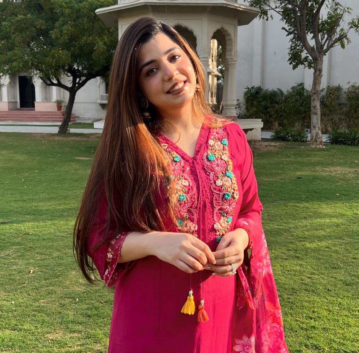 Dupatta Set | Rani Pink Color | Wearline | Organza Dupatta