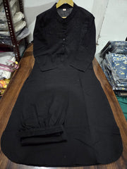 Pure Cotton Solid Black Kurta Pant Set
