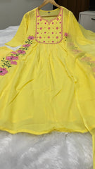 Beautiful Embroidery Work Lime Suit Set