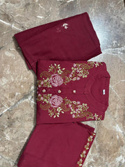 Wine Color | Cotton | Wearline Dupatta set